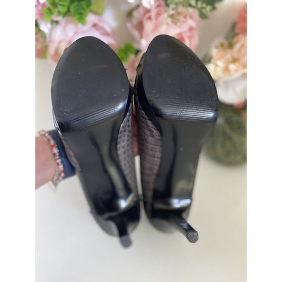 Nine West High Heels 3 Tone Faux Alligator Skin Open Toe 8.5 M Platform Sexy EUC - Picture 10 of 16